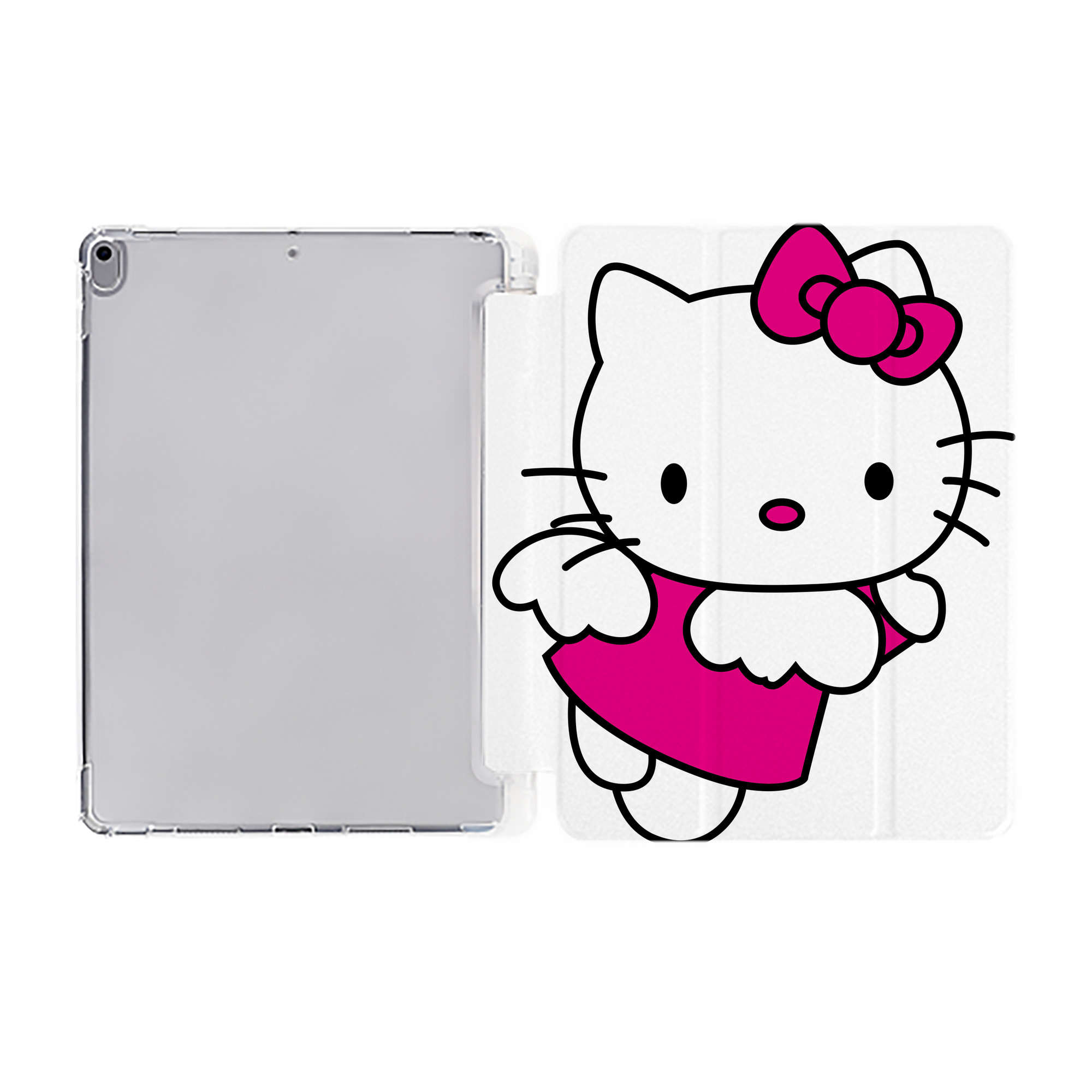 （画像用） Hello Kitty ハローキティ IPad ケース ペン収納付き 三つ折りスタンド PUレザー×シリコン 対応機種9.5/10.5/10.9インチ